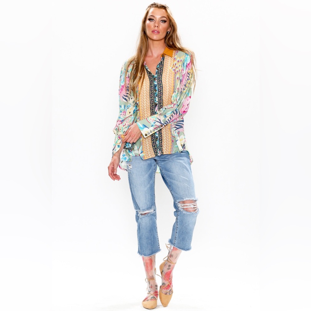 🆕Aratta Donatella Top Hues of Sage and Lilac Sz M